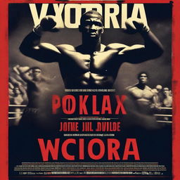 A dramatic and intense poster for a boxing series titled 'Victoria'