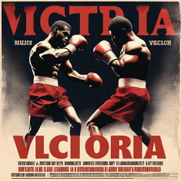 A dramatic and intense poster for a boxing series titled 'Victoria'