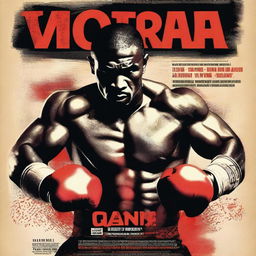 A dramatic and intense poster for a boxing series titled 'Victoria'