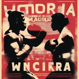 A dramatic and intense poster for a boxing series titled 'Victoria'