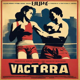 A dramatic and intense poster for a boxing series titled 'Victoria'