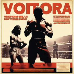 A realistic and intense poster for a boxing series titled 'Victoria'