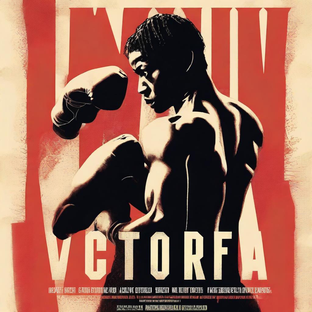 A realistic and intense poster for a boxing series titled 'Victoria'