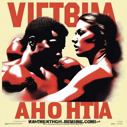 A realistic and intense poster for a boxing series titled 'Victoria'