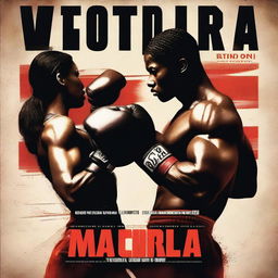 A realistic and intense poster for a boxing series titled 'Victoria'