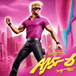 A movie poster featuring Ken, the iconic character from the Barbie universe, in a dramatic and adventurous setting