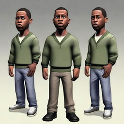 Create an image of CJ from 'Grove Street' looking surprised