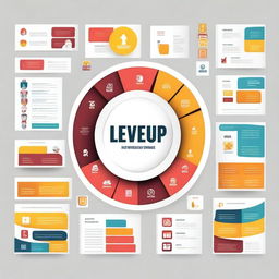 Create an image that visually represents the concept of 'Level Up! Gamificação para comunicações internas eficazes e crescimento organizacional'