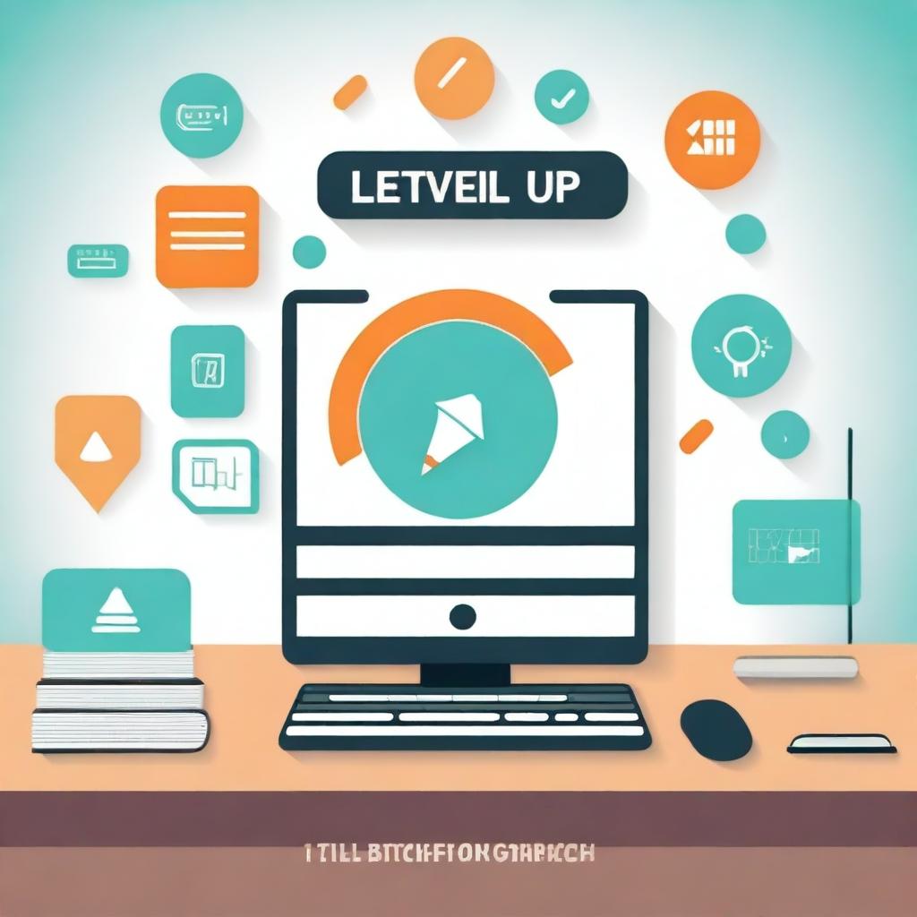 Create an image depicting the concept of 'Level Up! Gamificação para comunicações internas eficazes e crescimento organizacional'