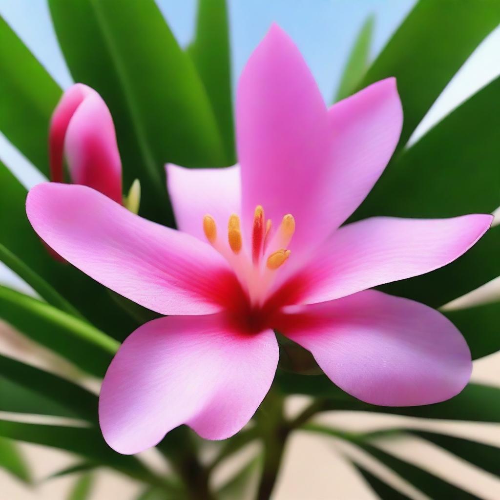 Create a book cover based on the following synopsis: Oleander, a charming, graceful, and harmonious flower