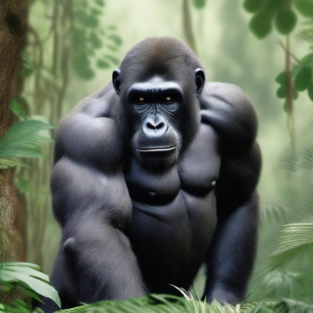 A detailed and realistic image of an ape in its natural habitat