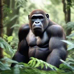 A detailed and realistic image of an ape in its natural habitat