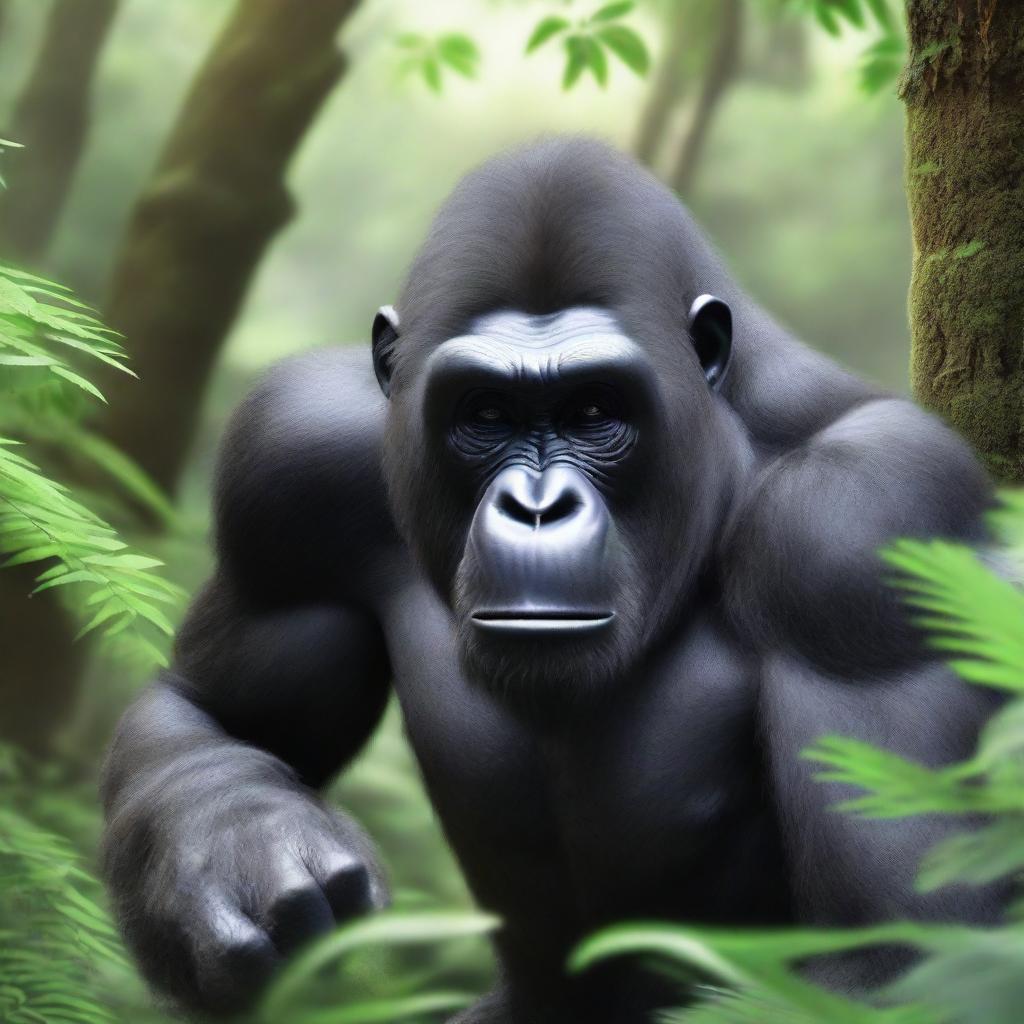 A detailed and realistic image of an ape in its natural habitat