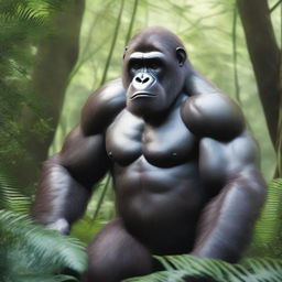 A detailed and realistic image of an ape in its natural habitat