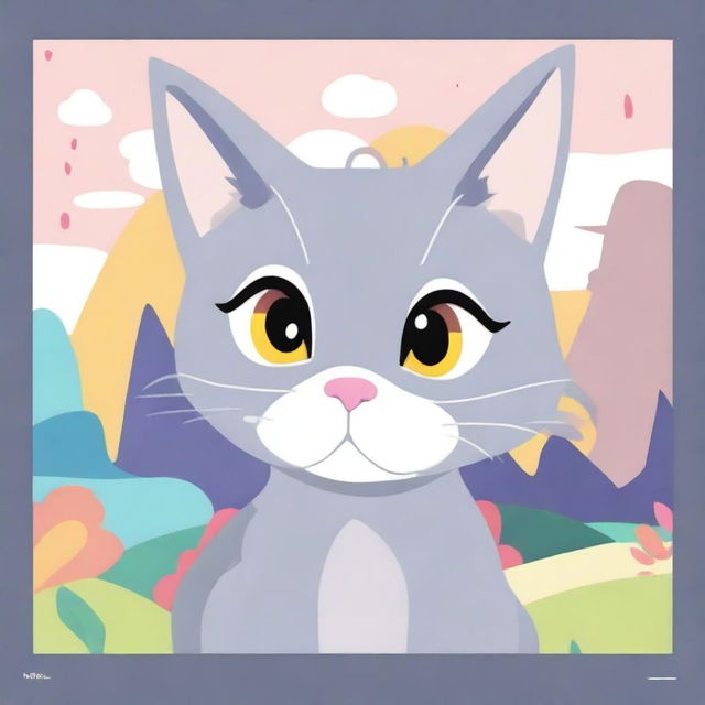 A start screen for a game about a grey cat