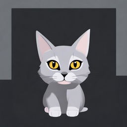 A start screen for a game about a grey cat