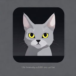 A start screen for a game about a grey cat