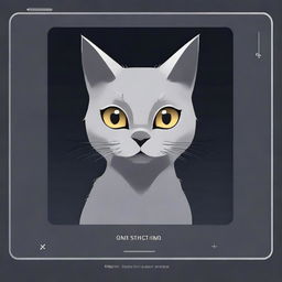 A start screen for a game about a grey cat