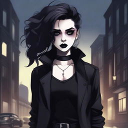 A detailed illustration of a goth girl