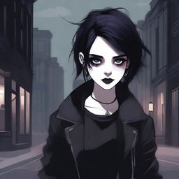 A detailed illustration of a goth girl