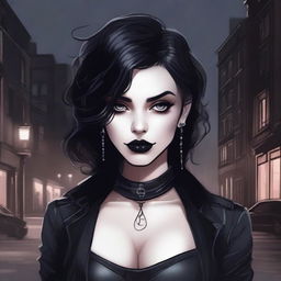 A detailed illustration of a sexy goth girl