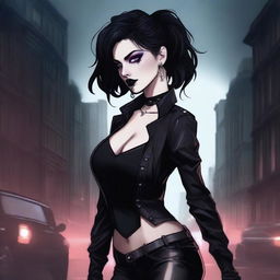 A detailed illustration of a sexy goth girl