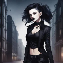 A detailed illustration of a sexy goth girl