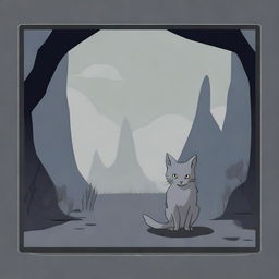 A start screen for a game about a grey cat