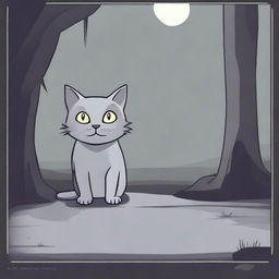 A start screen for a game about a grey cat