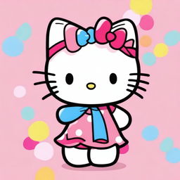 A cute and adorable image of Hello Kitty, the iconic character with her signature bow and friendly expression