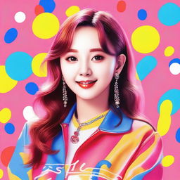 A detailed portrait of Nayeon from the K-pop group TWICE, capturing her vibrant and energetic personality