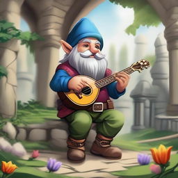 A detailed illustration of a Dungeons and Dragons gnome bard