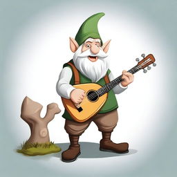 Create an image of an ugly gnome bard