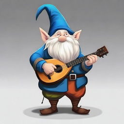 Create an image of an ugly gnome bard