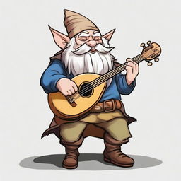 Create an image of an ugly gnome bard