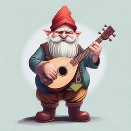 Create an image of an ugly gnome bard