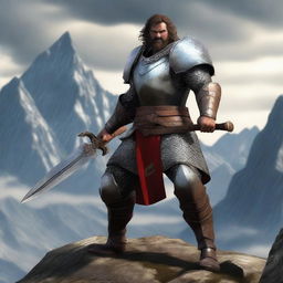 A human fighter wielding two handaxes, standing in a battle-ready stance