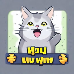 A 'You Win!' screen for a game about a grey cat