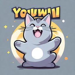 A 'You Win!' screen for a game about a grey cat