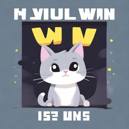 A 'YOU WIN!' screen for a game about a grey cat