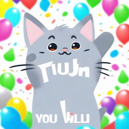 A 'You Win' screen featuring a grey cat in the middle