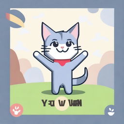 A 'You Win' screen from a game featuring a grey cat in the middle