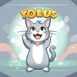 A 'You Win' screen from a game with a grey cat in the middle