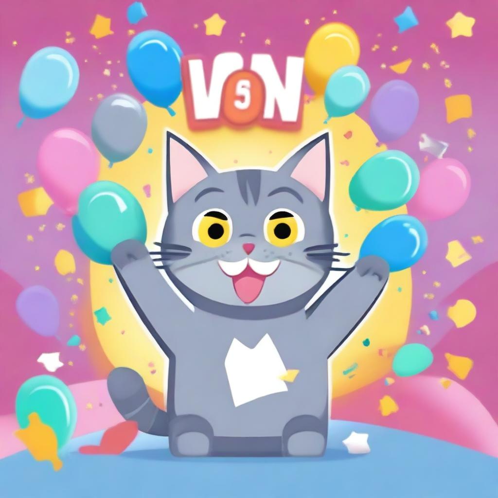 A 'You Win' screen with a grey cat in the middle