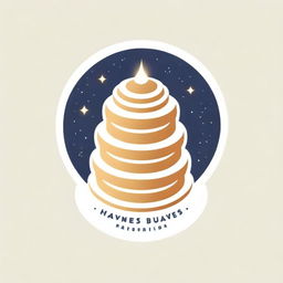 A business logo named 'Heavenly Layers Bakes', featuring stylized, golden, tiered cakes surrounded by a halo of shimmering sparkles