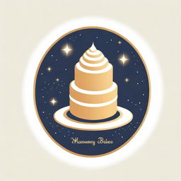 A business logo named 'Heavenly Layers Bakes', featuring stylized, golden, tiered cakes surrounded by a halo of shimmering sparkles