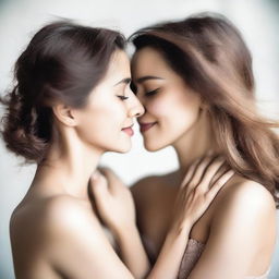 Two women embracing each other with a focus on their emotional connection and tenderness