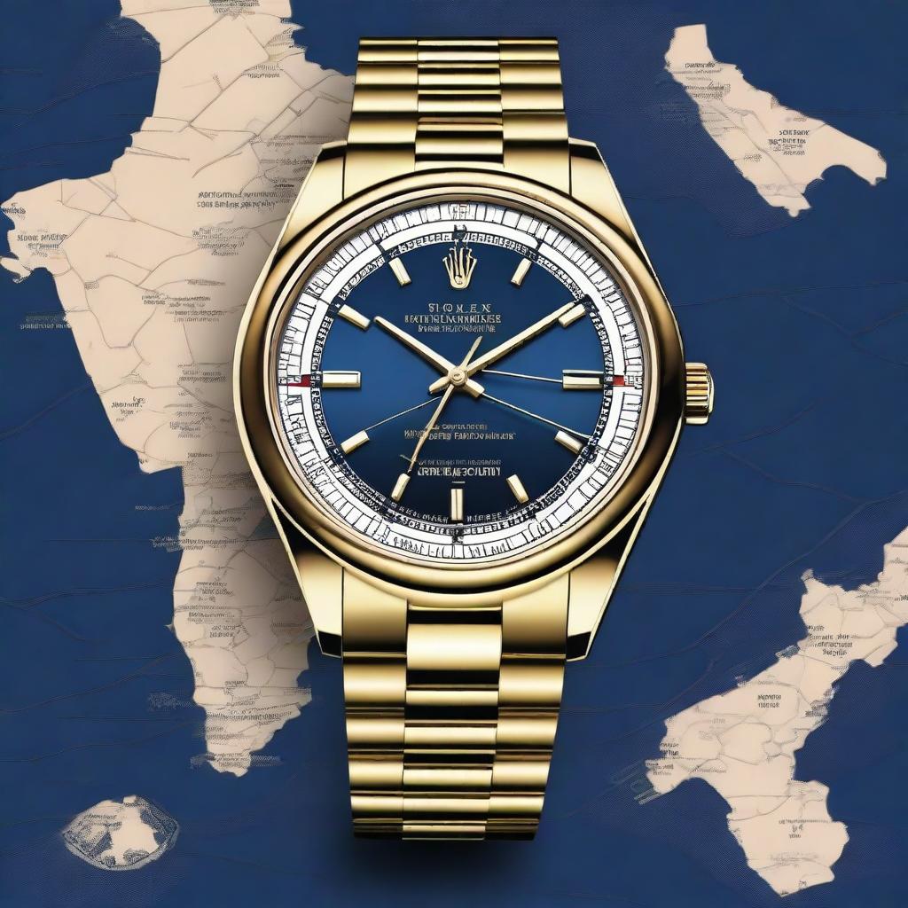 Create a luxury watch design inspired by Rolex, featuring intricate details and high-end aesthetics