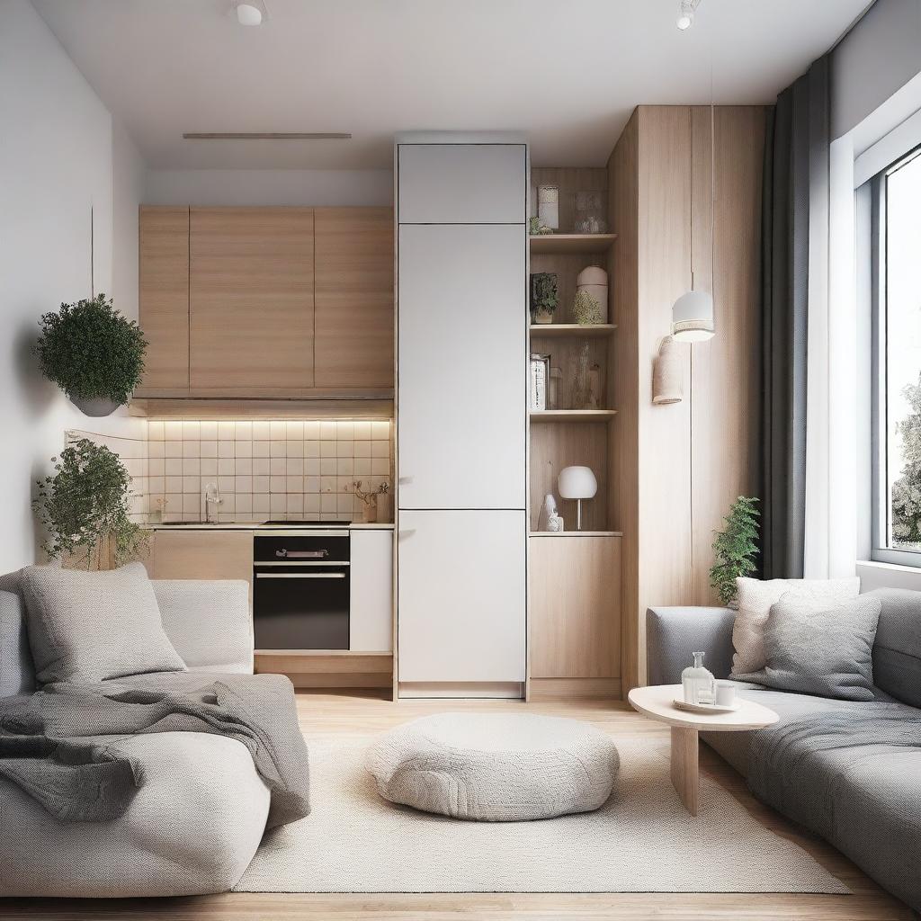 A cozy studio apartment measuring 3 by 9 meters