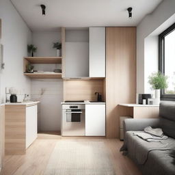 A cozy studio apartment measuring 3 by 9 meters